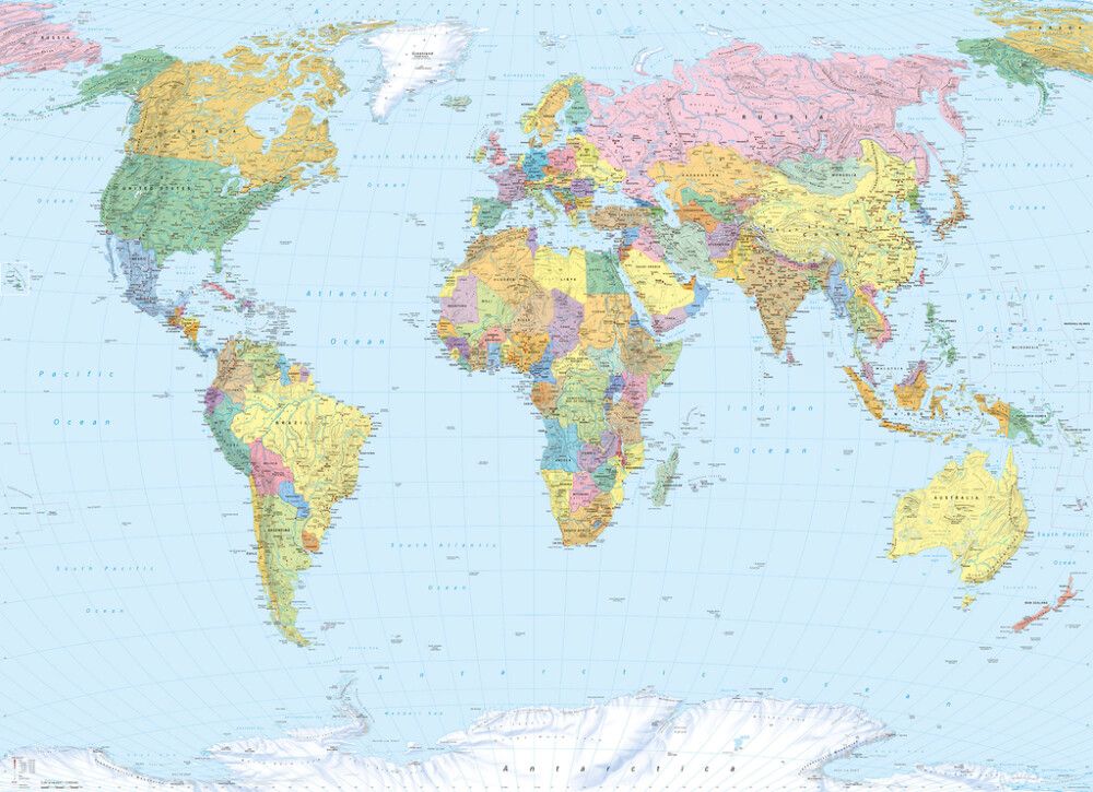 FOTOTAPET KOMARWORLD MAP PG C 270 X 188 CM