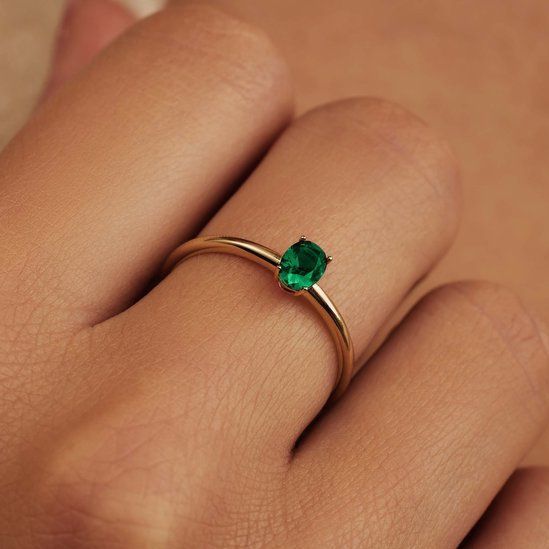 Isabel Bernard - Ring - Goud/Groen - 14 Karaat Goud