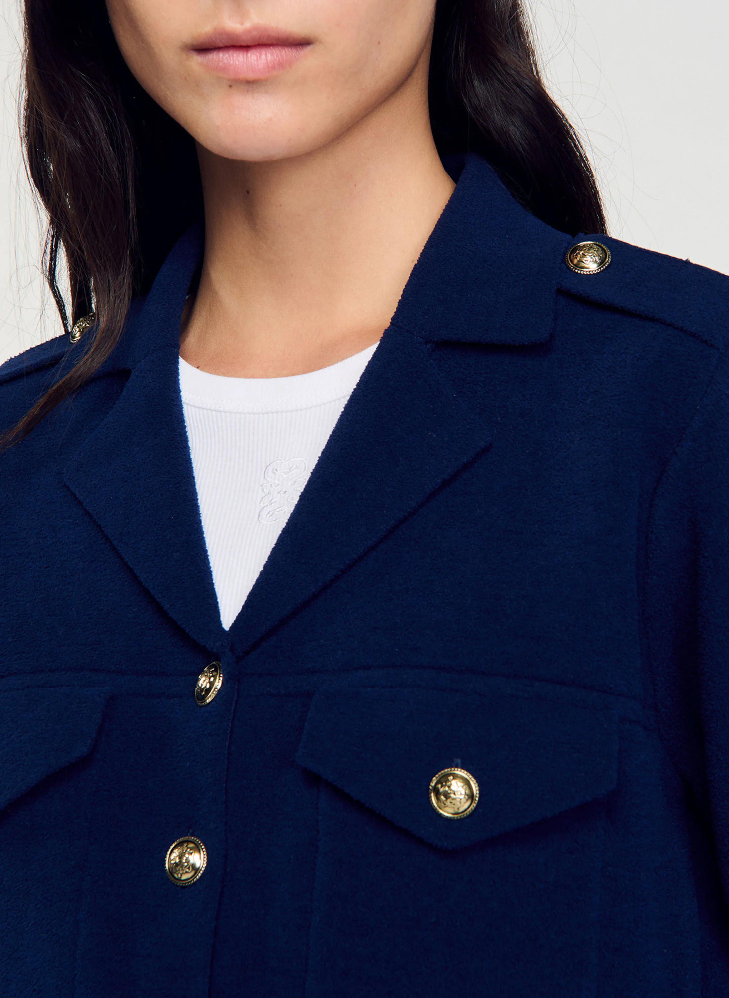 Cardicoat droit en maille| Bleu
