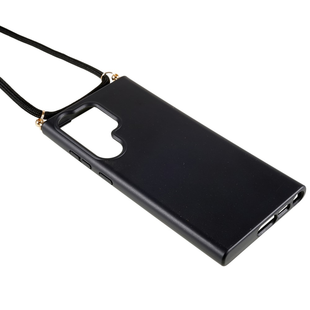 Samsung Galaxy S23 Ultra 5G Necklace Bio Gummi Case Hülle Eco Friendly Nachhaltig Kompostierbar   Handykette (150cm) - Schwarz