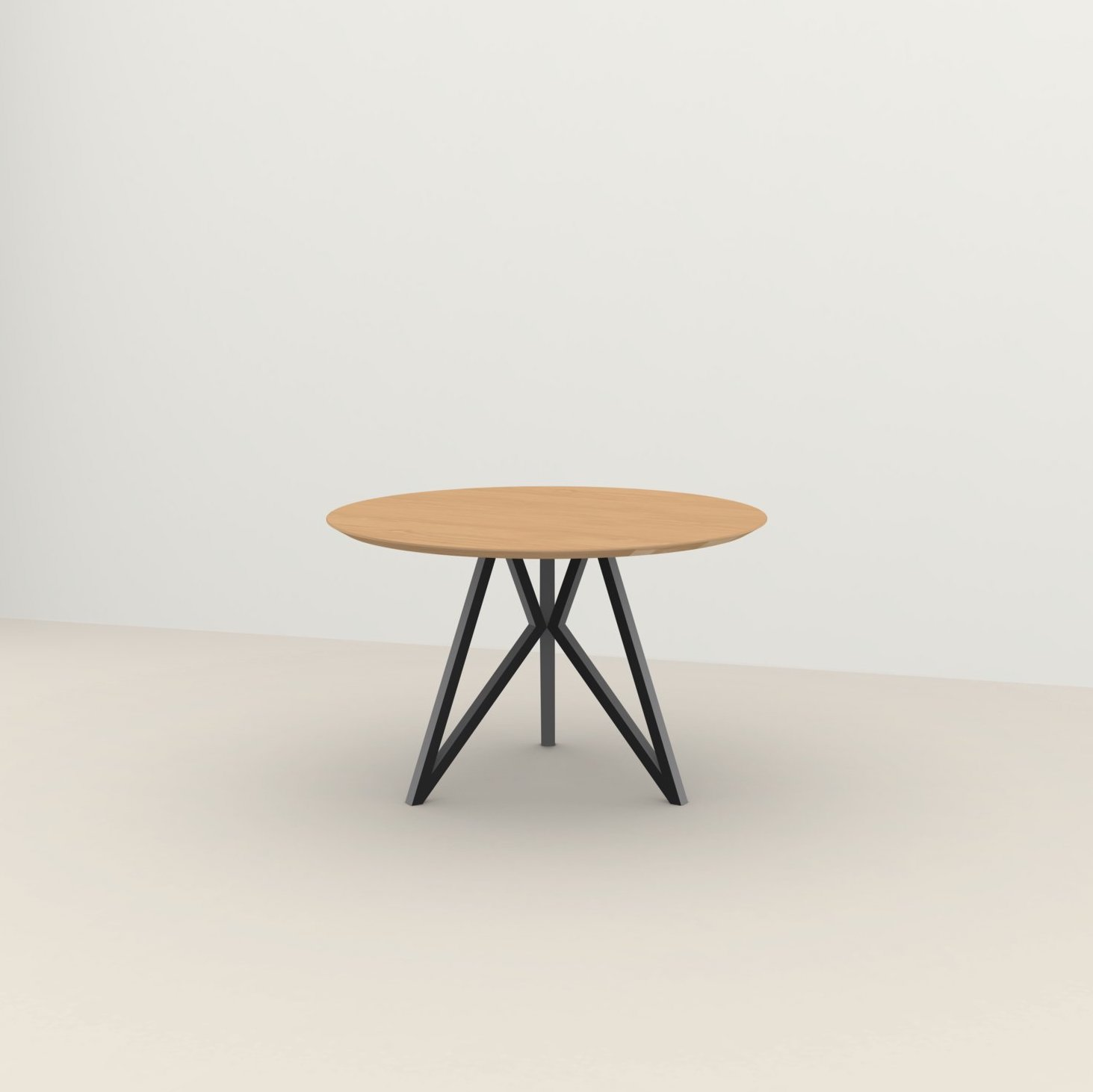 Studio HENK tafel Butterfly Rond Tripod - zwart frame, hardwax light 3041 ⌀120 | HWO NL 3041 | Verjongde Rand | Frame Zwart