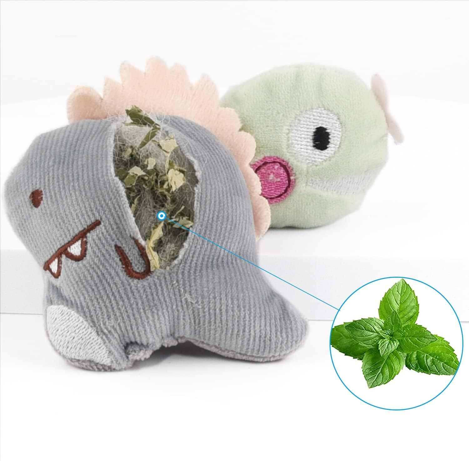 (7er Set) Catnip Katzen Spielzeug Süsse Mini Plüschtiere mit Minze - Pastell