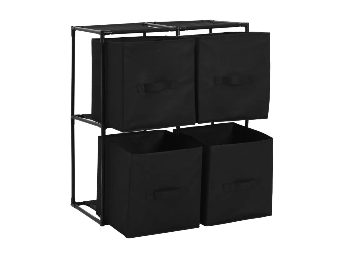 Armoire de rangement avec 4 paniers tissu Noir 63x30x71cm Acier
