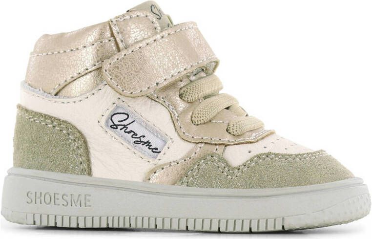 Shoesme Beige-Goud Basket Sneakertje Sneakers Kinderen Meisjes Gold Beige Microfiber leer
