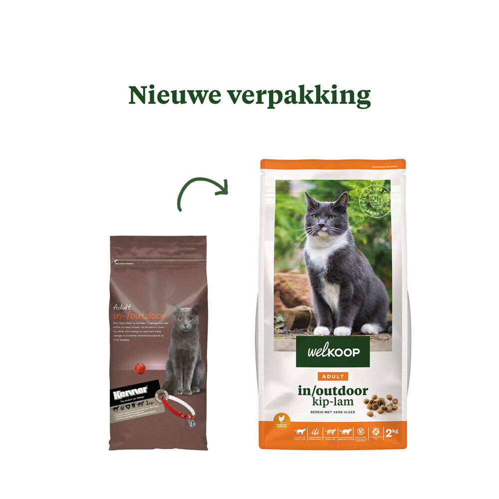Welkoop Adult in/outdoor - Kattenvoer - 2 Kilogram - lam, kip