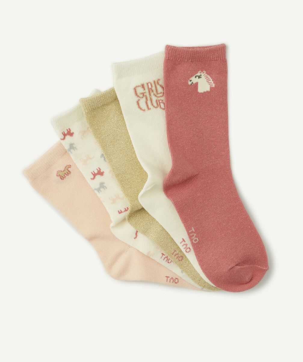 LE LOT DE 5 CHAUSSETTES NUANCÉES ROSE ANIMÉ CHEVAUX