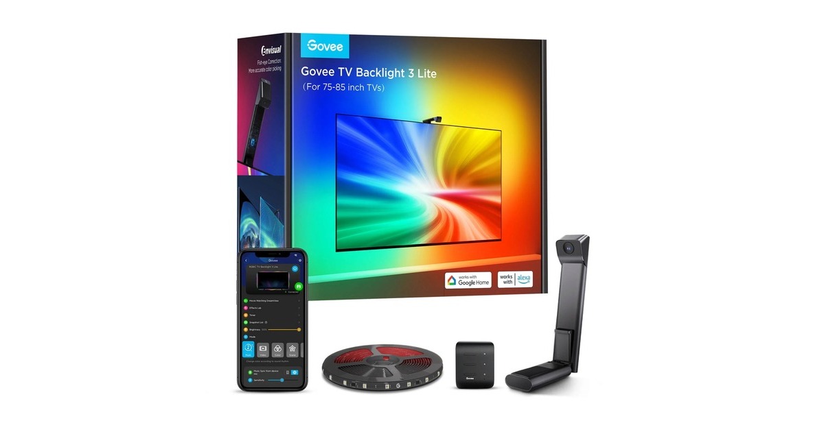 GoveeTV Backlight 3 Lite ledstrip  (Zwart, 2,4GHz wifi, Bluetooth, voor 75 - 85 inch tv's)