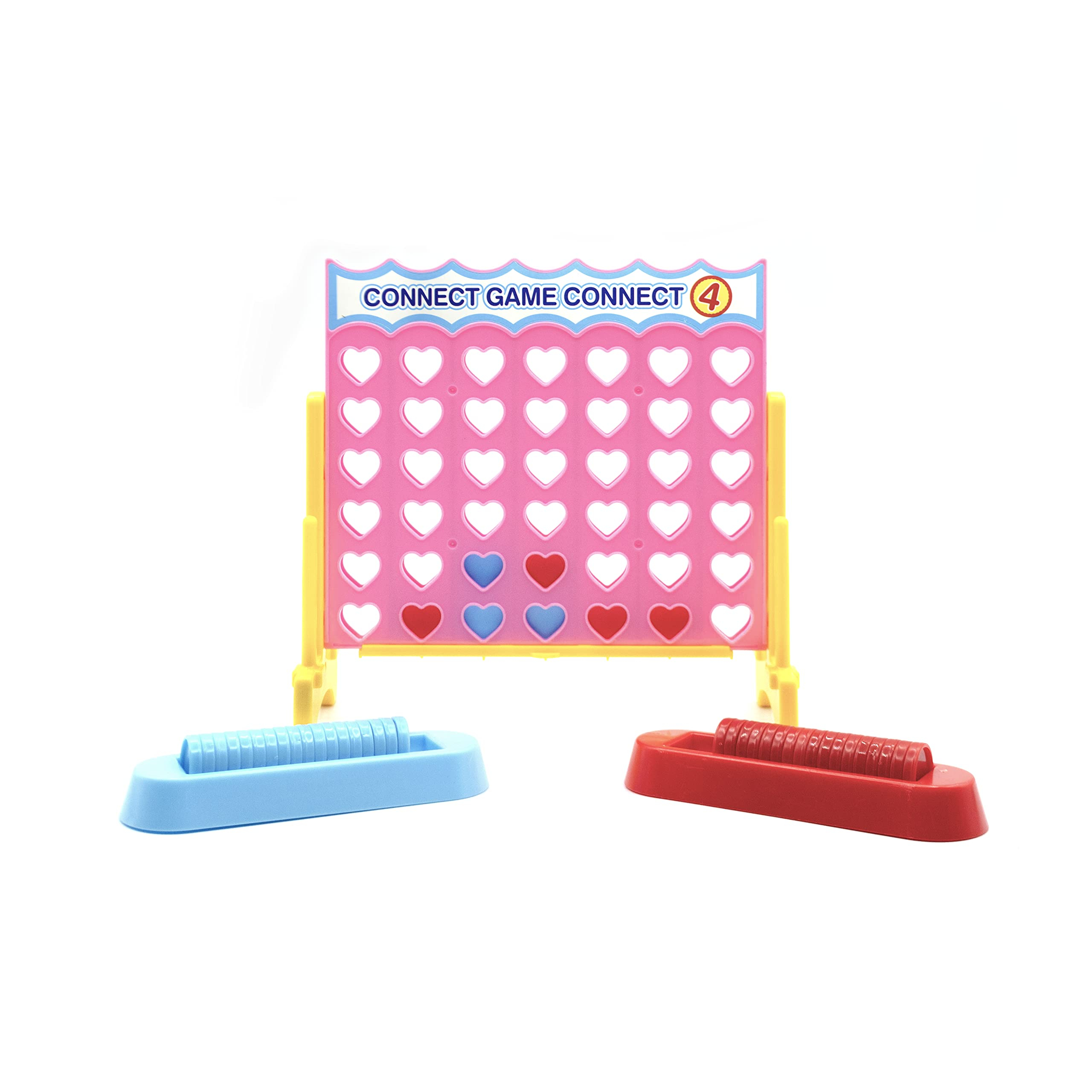 (165x165mm) Vier in einer Reihe Spiel Reise Strategiespiel mit Herz Spielscheibe - Pink