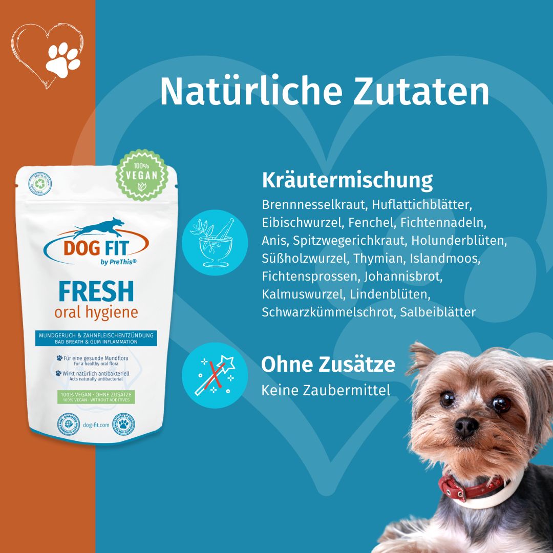 DOG FIT by PreThis® FRESH gegen Maulgeruch und Zahnfleischentzündung bei Hunden