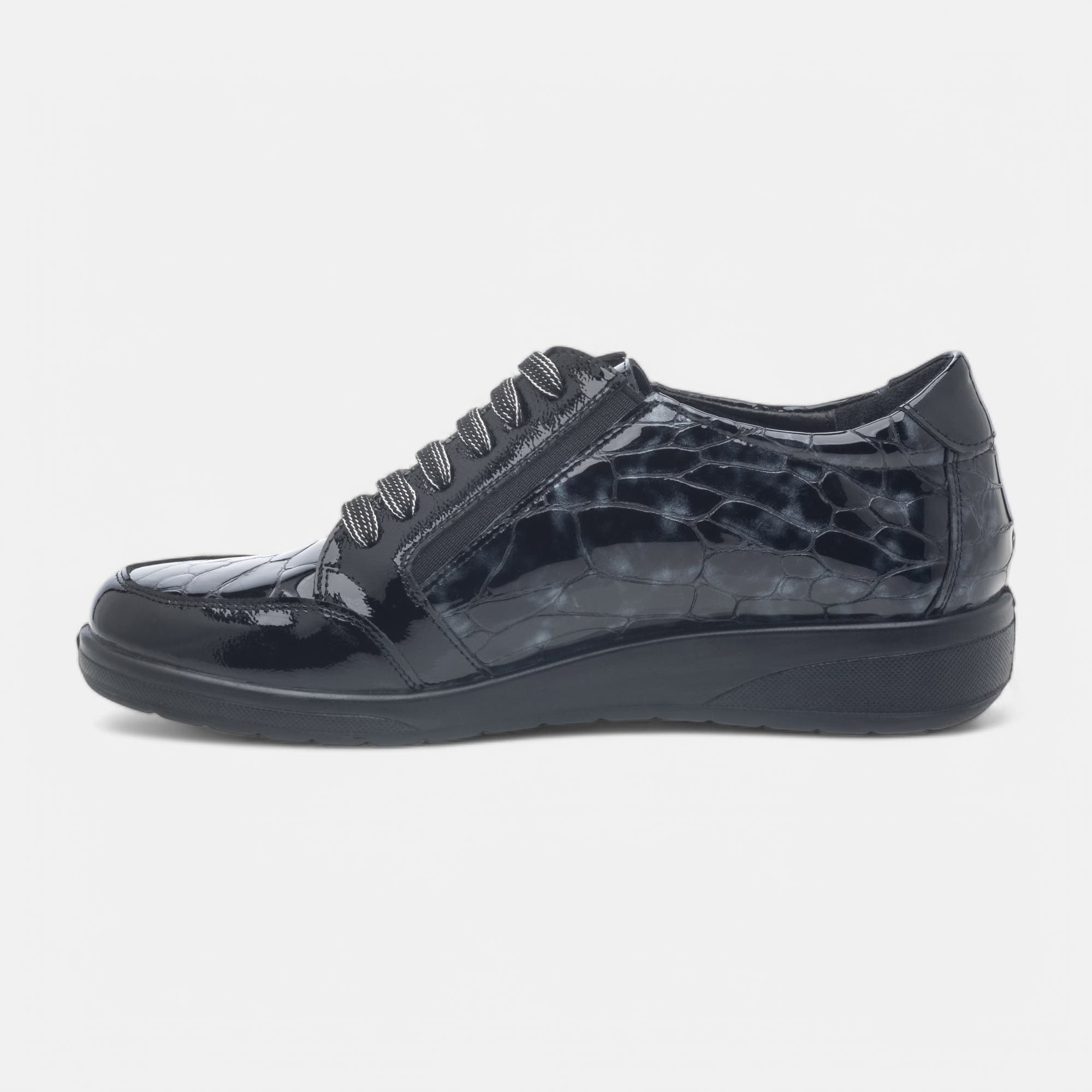 Derbies pieds sensibles Femme en cuir bleu marine