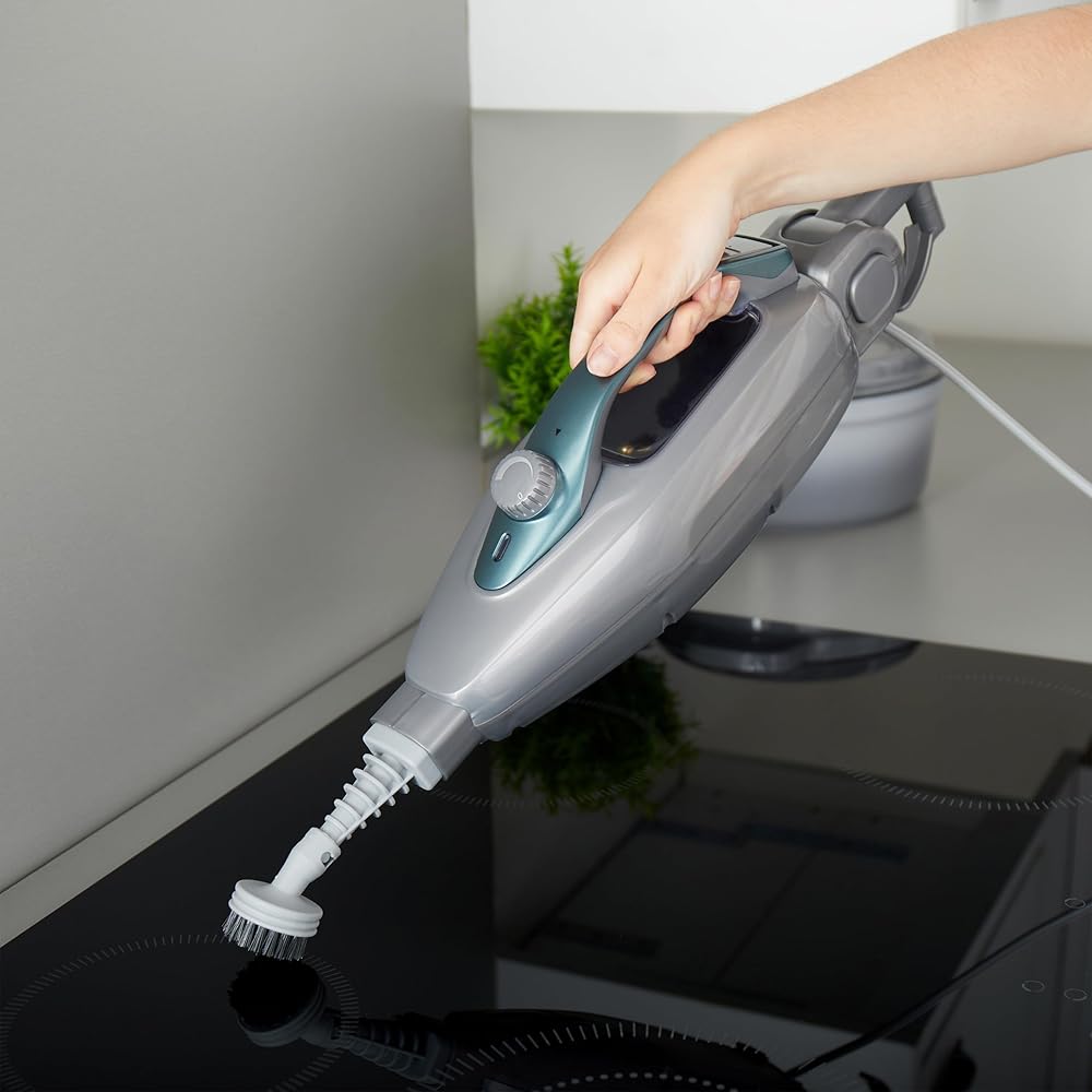 Petra PF01369VDE Nettoyeur vapeur vertical 14 en 1, conversion appareil à main, multi-usage, sans produits chimiques, assainisseur sols/tapis/maison, réservoir 350 ml, accessoires inclus, 1 300 W : Cuisine et Maison