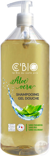 Cebio Shampoing Gel Douche Aloe Vera Bio Flacon-Pompe 1l