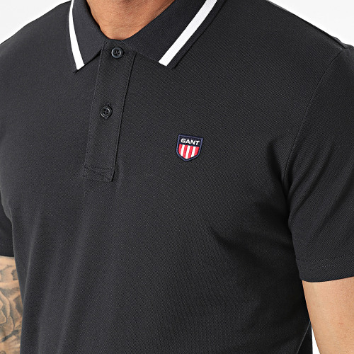 Polo Manches Courtes Retro Shield Pique 2002015 Noir