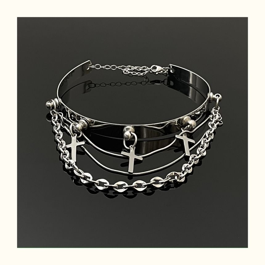SUMMERBLACK - Cross Charm gelaagde choker