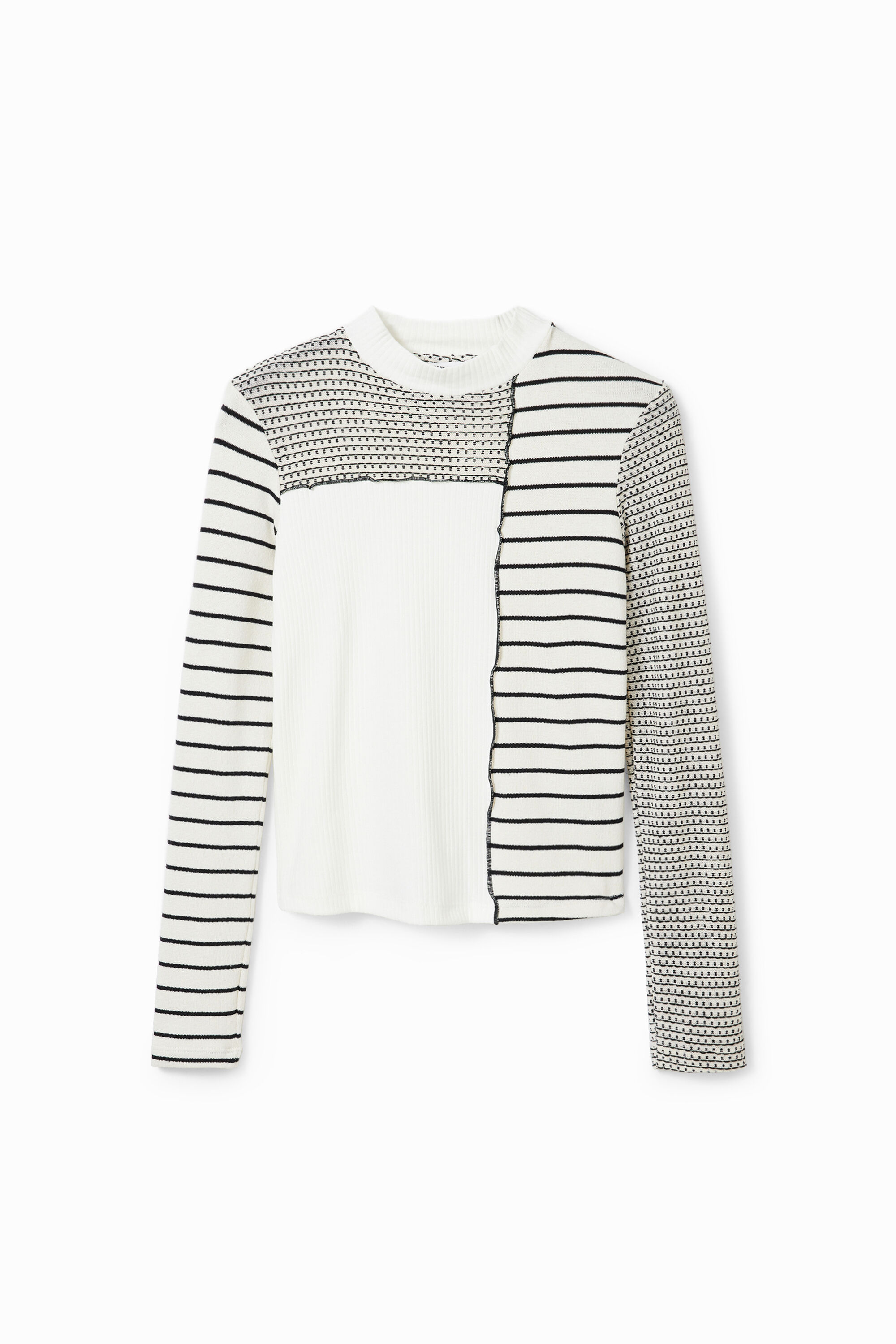 T-shirt ajusté rayures patchwork