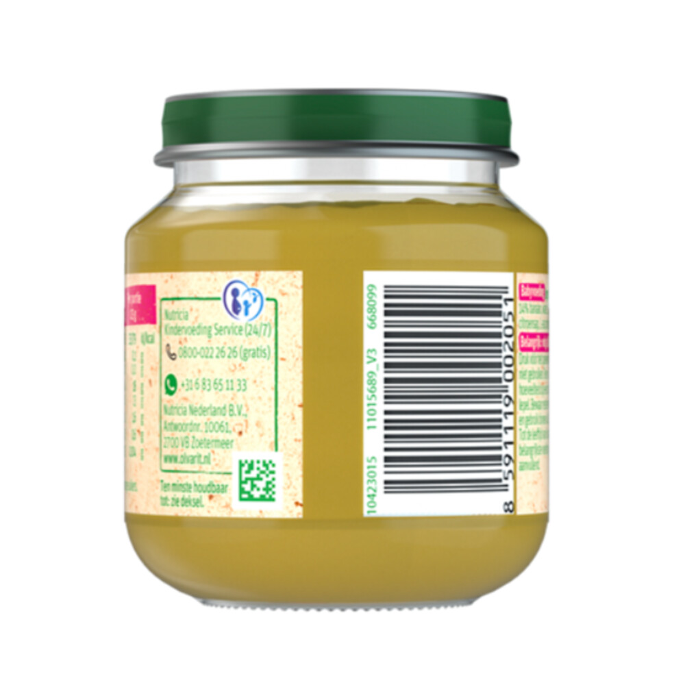 6x Olvarit 1e Fruithapje 4m Appel, Mango en Banaan 125 gr