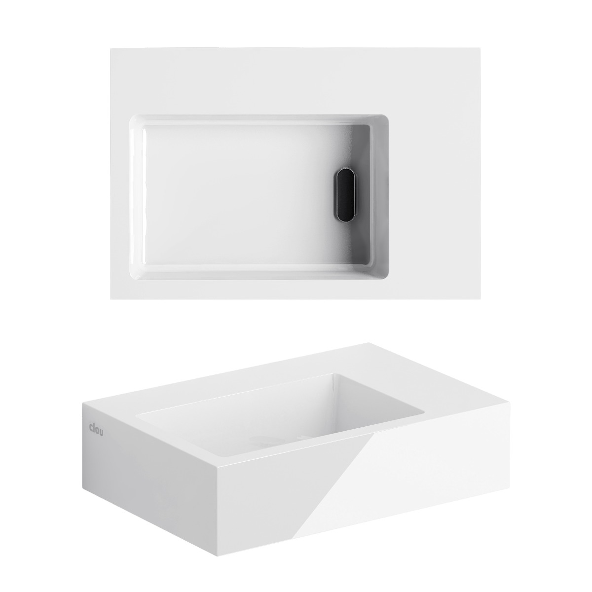 Clou Flush 2 fontein 36cm mineraalmarmer wit glans