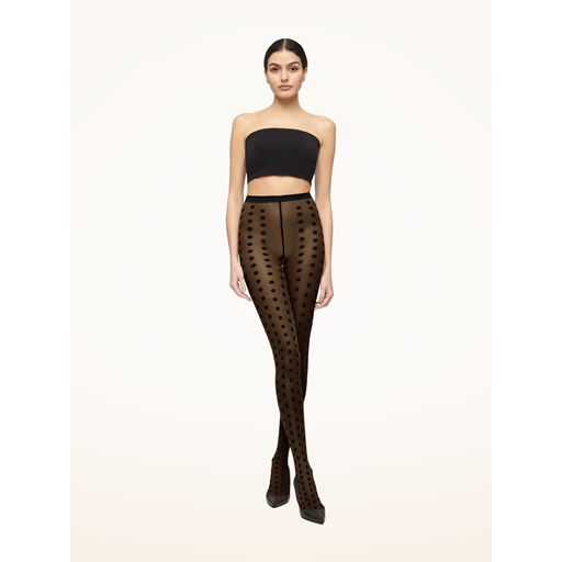 Wolford Bonny Dots Strømpebukser, Black/Black, M