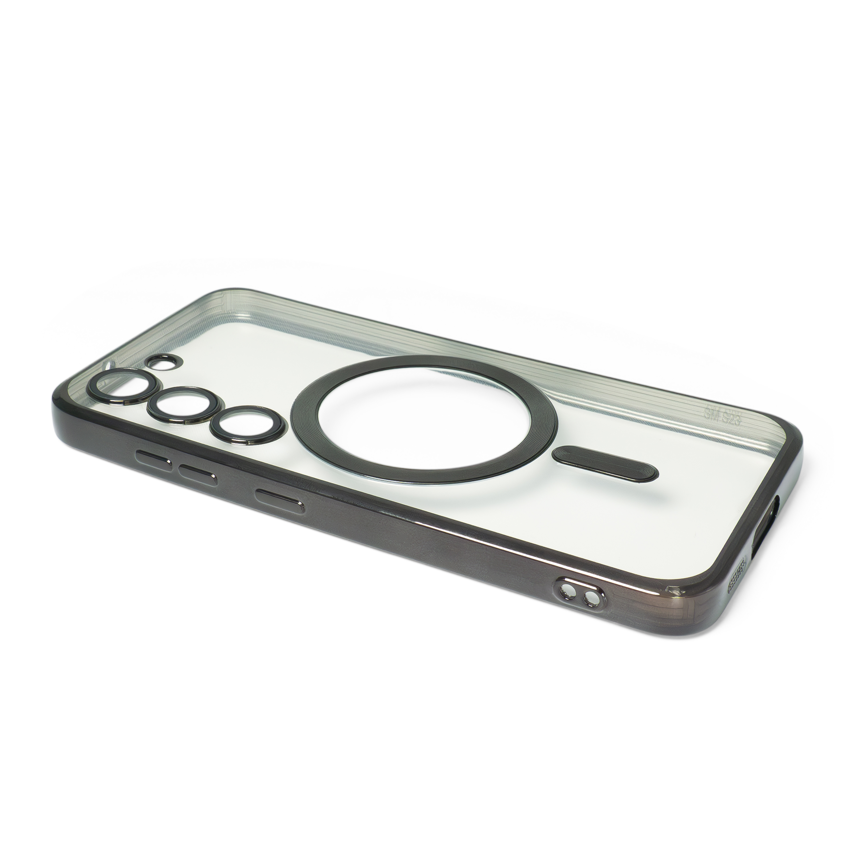 Samsung Galaxy S22 5G Magnetische Gummi Case Hülle Galvanisierter Rahmen Magsafe-Modul   Kameraglasschutz - Roségold / Transparent