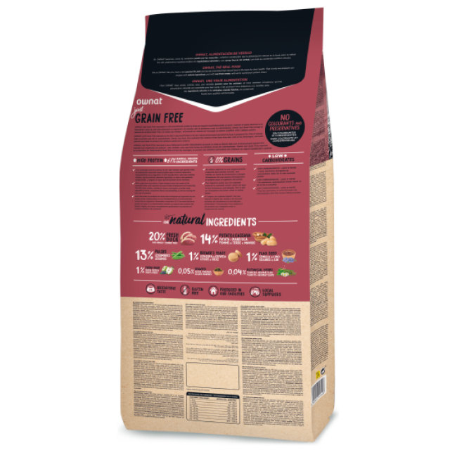 Croquettes Just Grain Free Ownat au Canard pour chien adulte