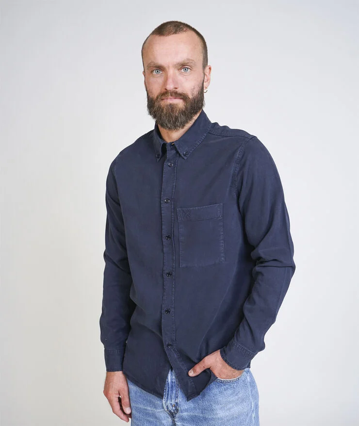 ELSK YVON MEN'S BUTTON DOWN SHIRT 100 dark navy