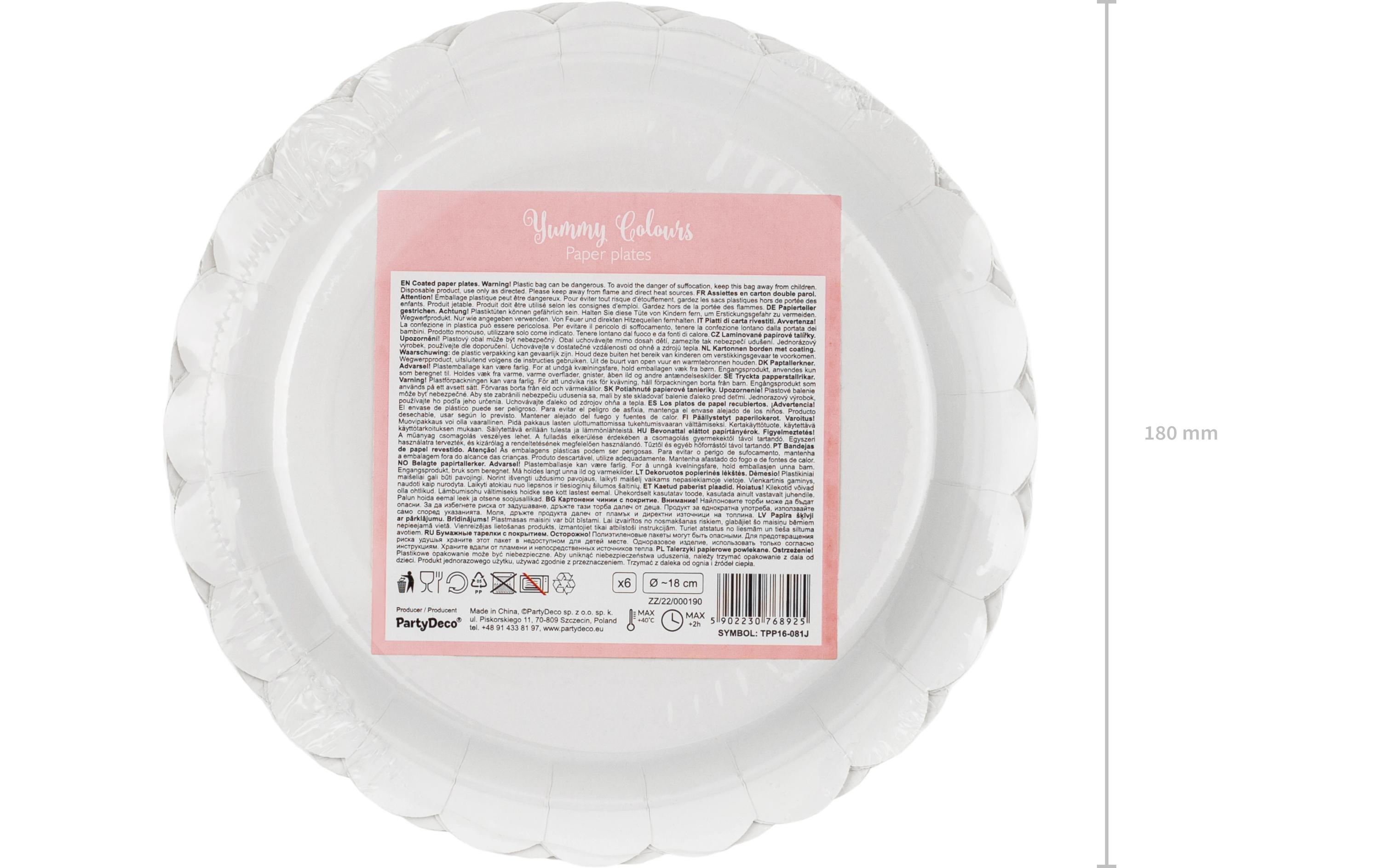 Einwegteller Rosa, 18 cm, 6 StückParty-Papierteller