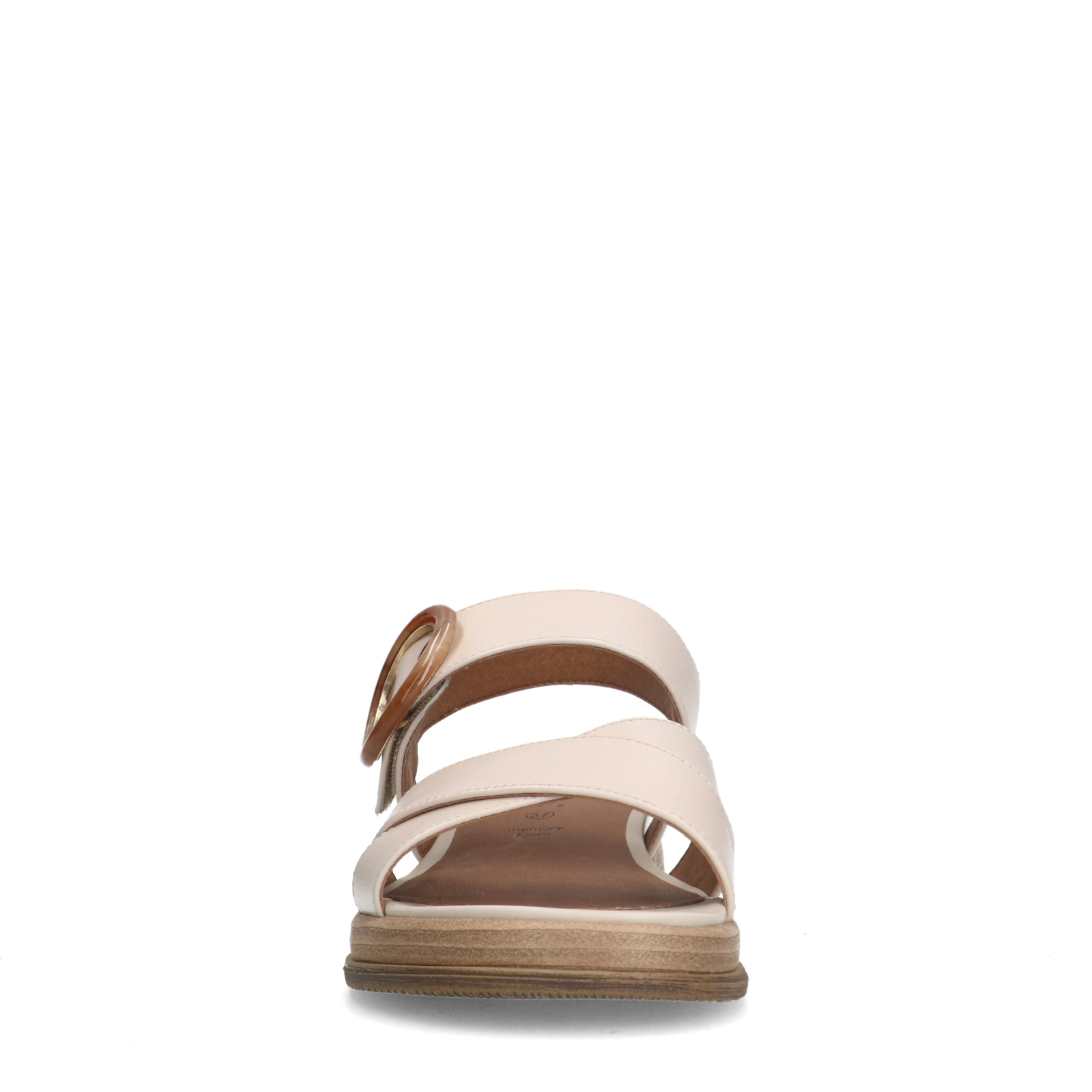 Créme witte leren plateau sandalen met gesp