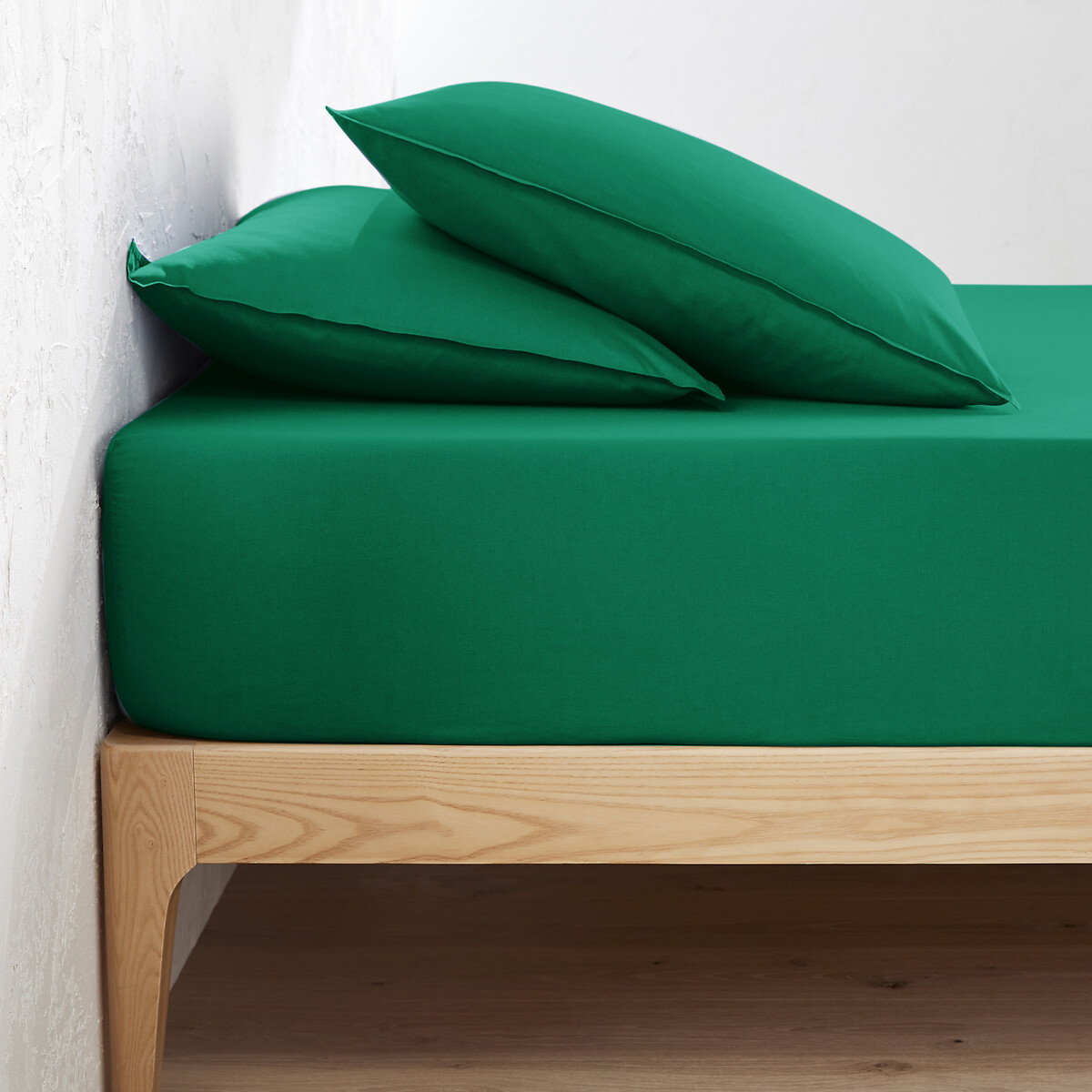 LA REDOUTE INTERIEURS<br>Lençol de baixo liso em algodão lavado, dobra de 30 cm, Scenario