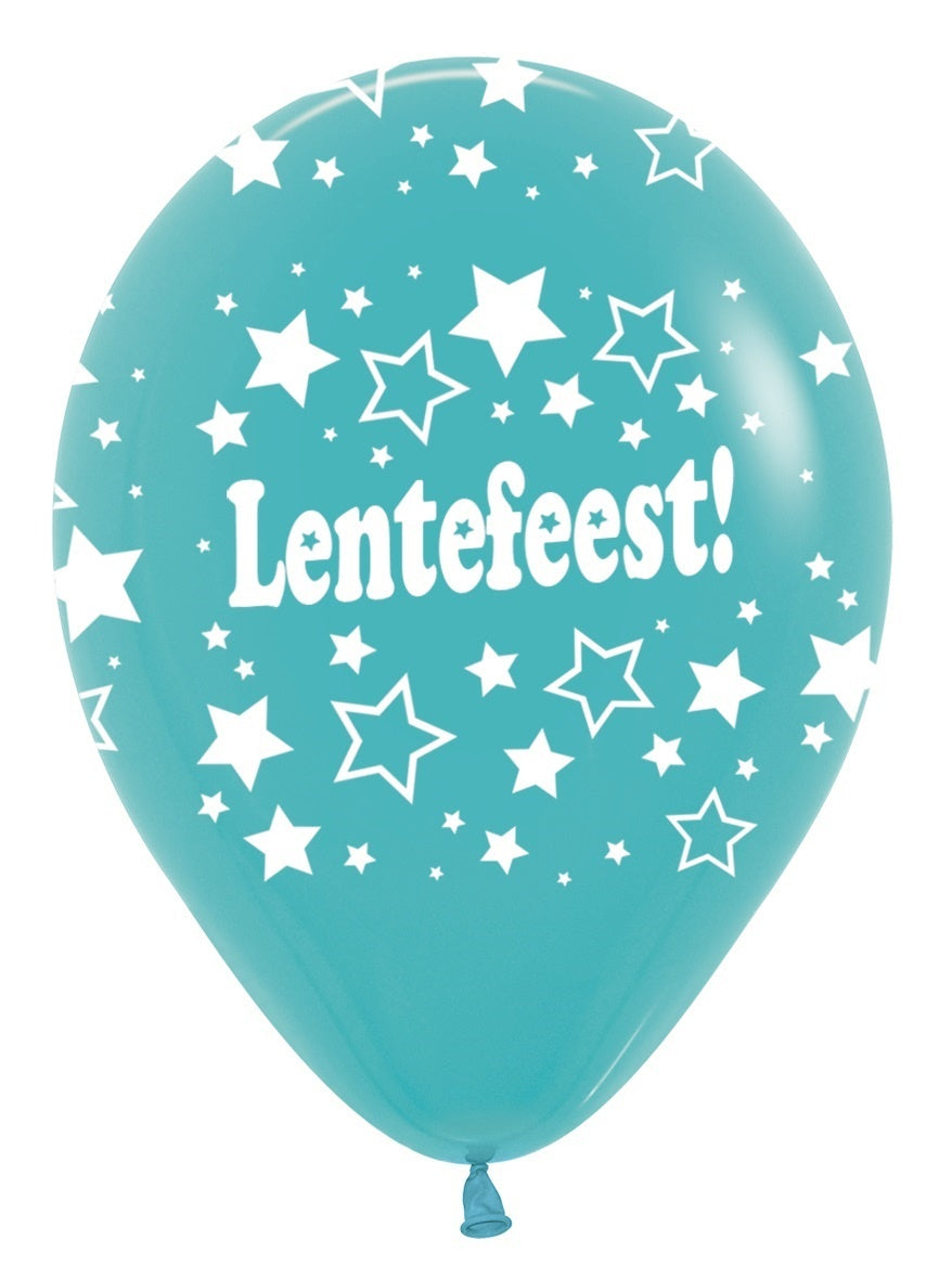 Ballonnen Lentefeest Stars Caribbean Blue 30cm 25st