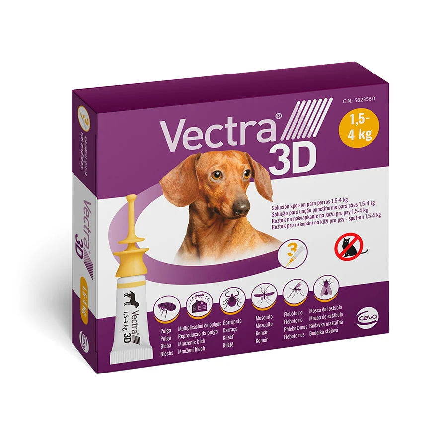 Pipetas antiparasitárias Vectra 3D para cães