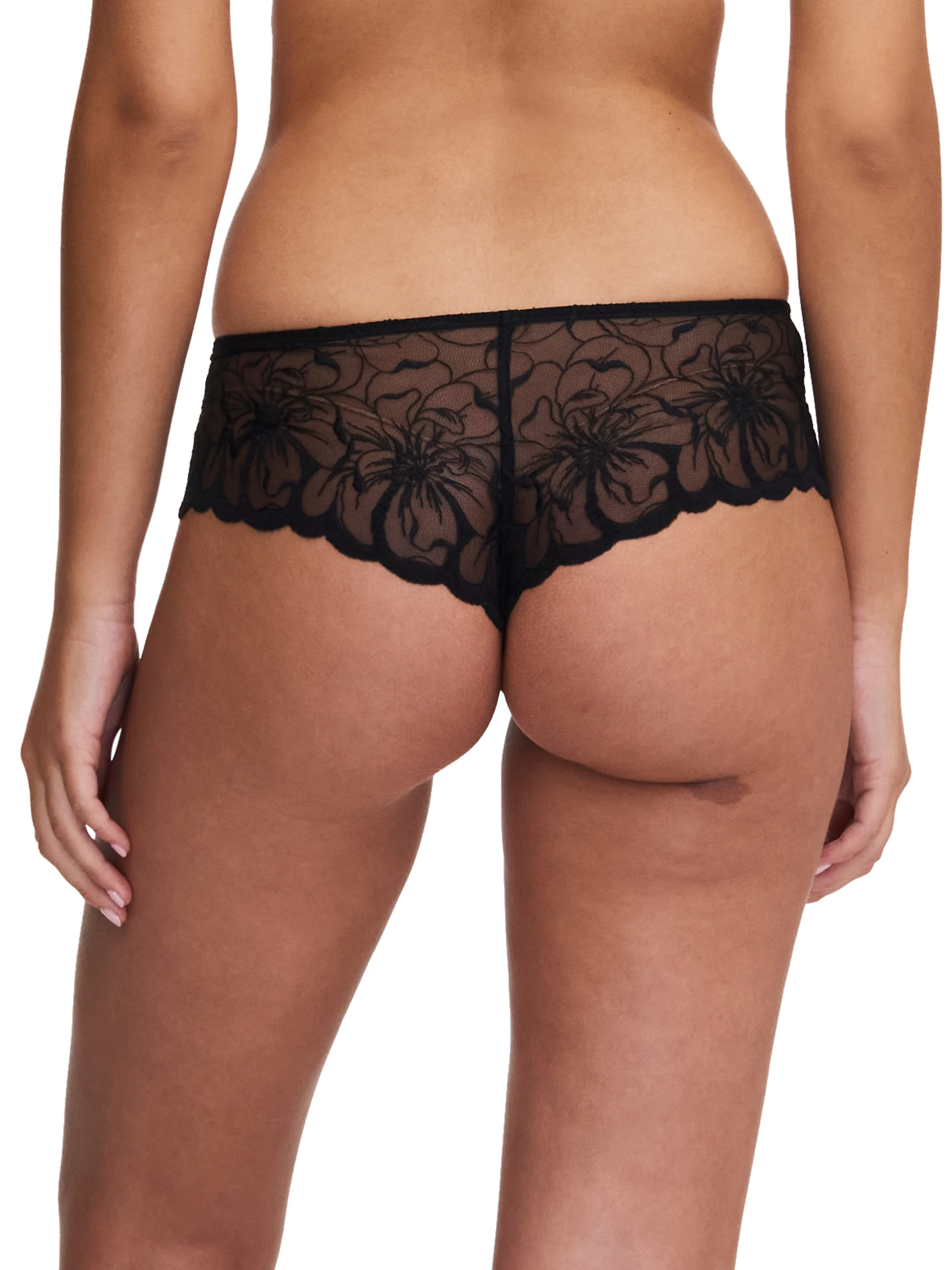 FLEURS - Shorty dégagé broderie florale | Noir