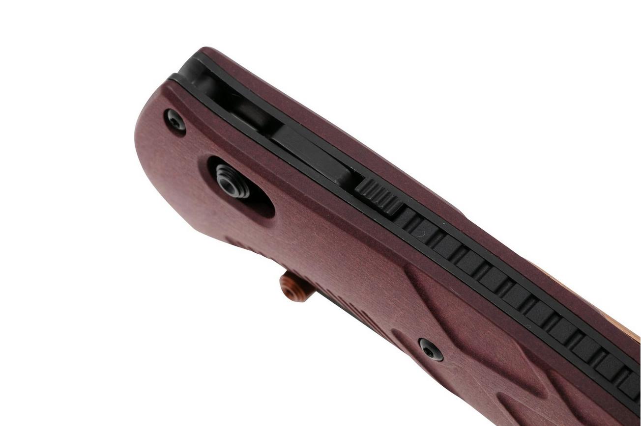 Benchmade Mini Barrage 585BK-04 Black Cobalt Cerakote CPM S30V, Redstone Richlite, zakmes