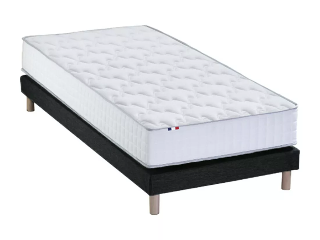 Ensemble matelas à ressorts fermes biconiques SPECTRE avec sommier Dimensions - 90 x 190 cm, Sommier - Noir