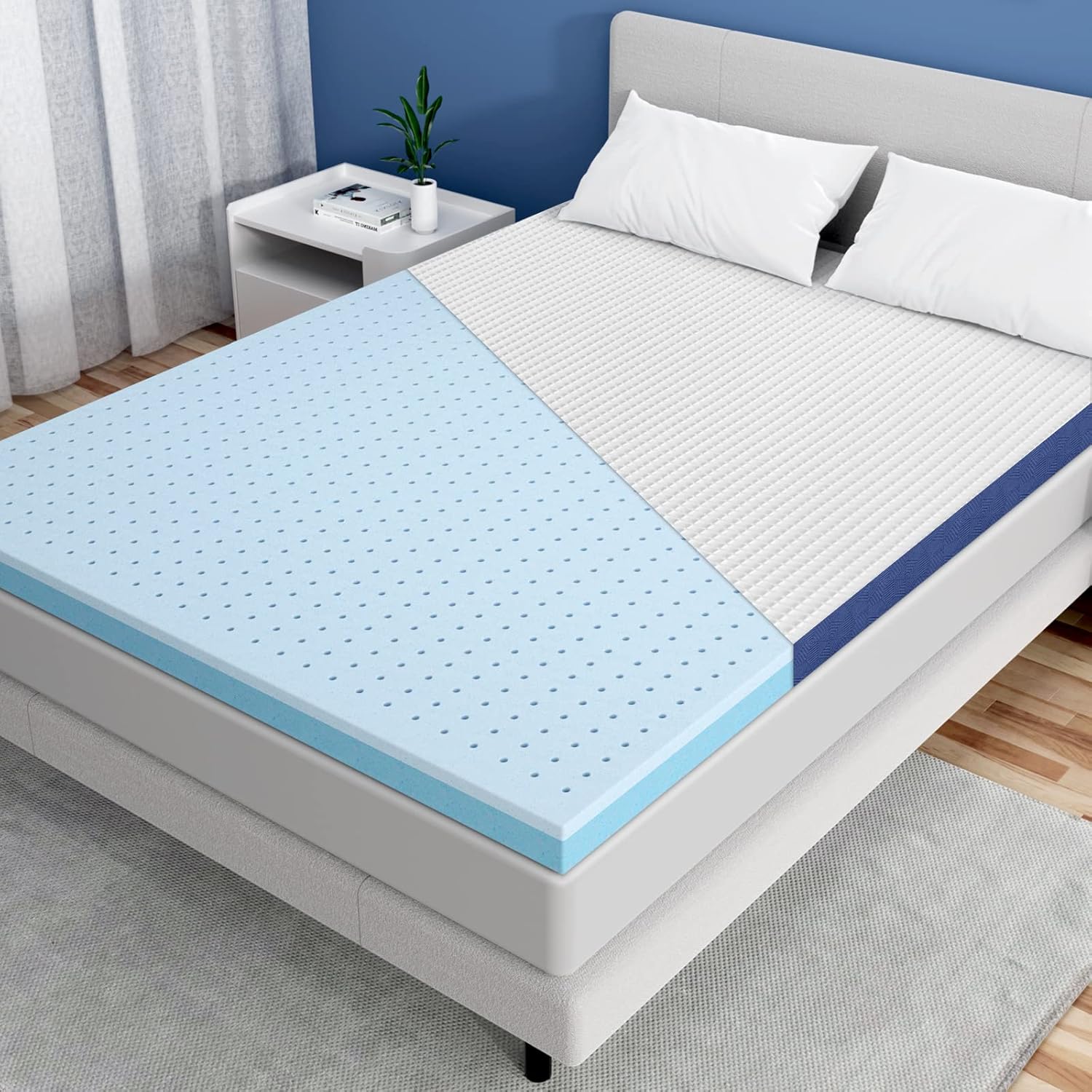 BedStory Topper 90x200cm, 7,5cm Höhe Matratzentopper aus Gel Memory Foam, H2 H3 Matratzen Topper mit Abnehmbarem Bezug für Mattress Boxspringbett Schlafsofa