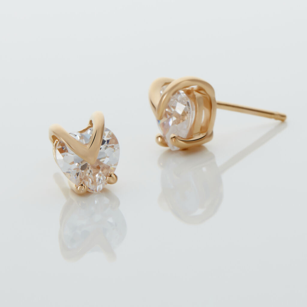 Boucles D'oreilles Puces Abelinia Plaqué Or Jaune Oxyde De Zirconium