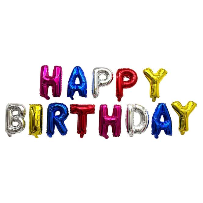 Folienballonset Happy Birthday - ca. 8 m lang