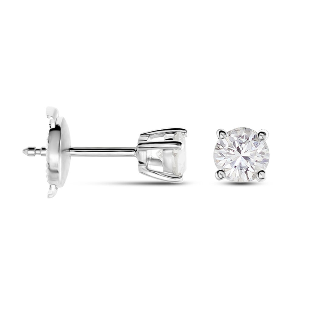 Boucles D'oreilles Puces Or Blanc Victoria Diamant