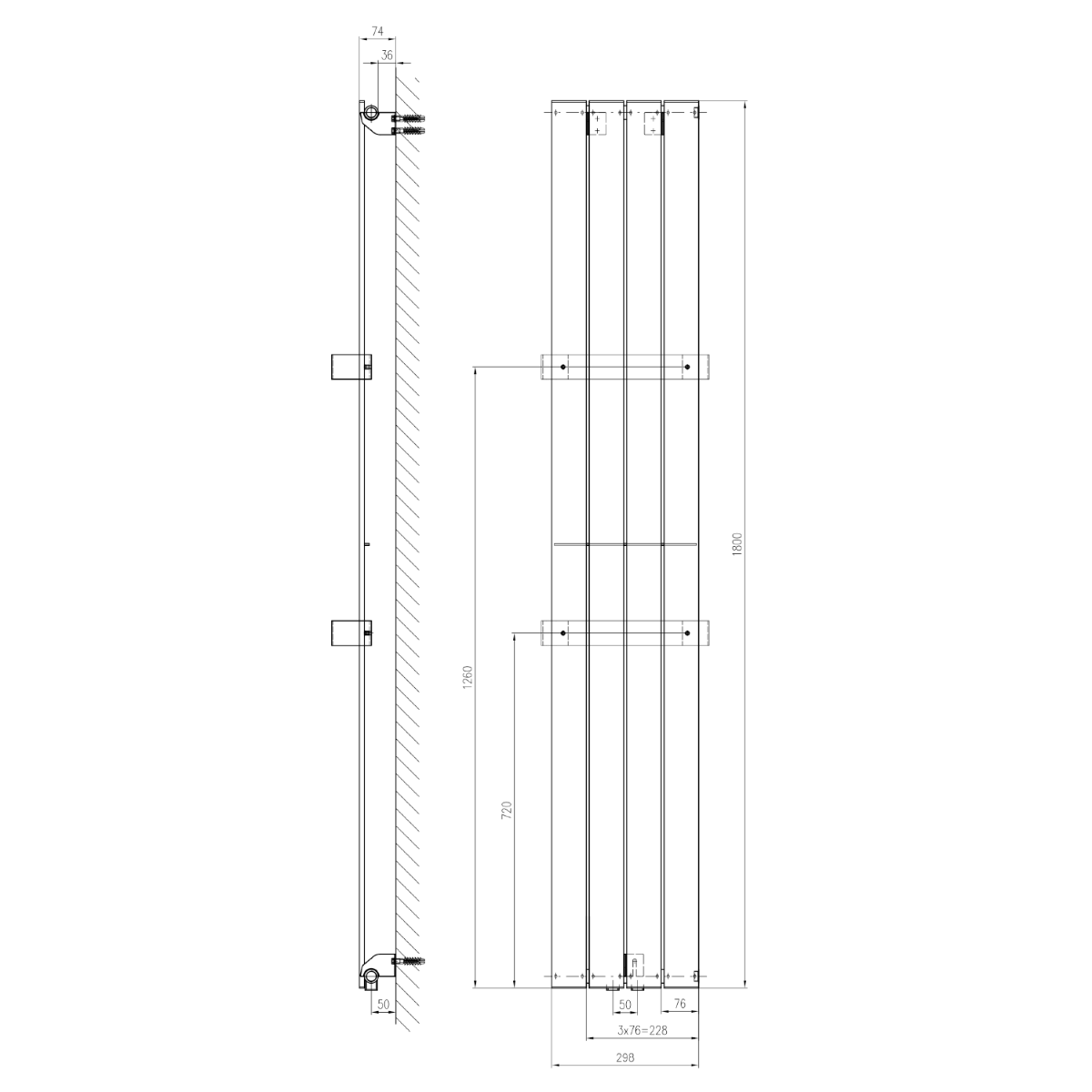 Sapho Colonna badkamer radiator sandstone 29.8x180cm