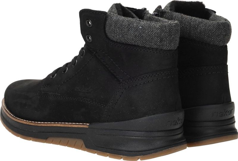 Rieker - Veterboots - Zwart - Textiel/Synthetisch - Uitneembaar Voetbed