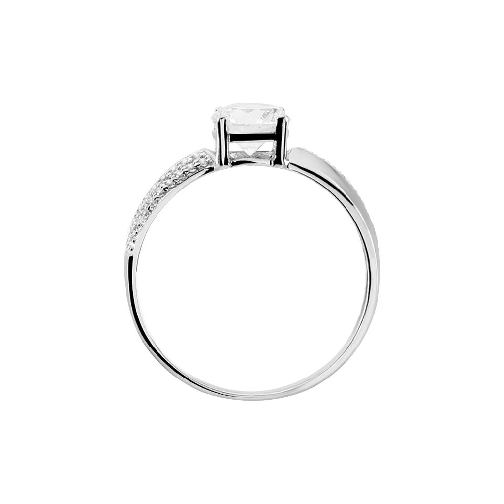 Bague Solitaire Messine Or Blanc Oxyde De Zirconium