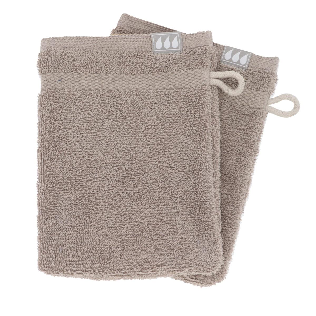 SET 2 GANTS TOILETTE 15X21CM COTON TAUPE