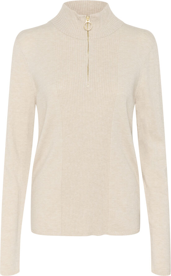 Cream CRDela High Neck Pullover Oat melange
