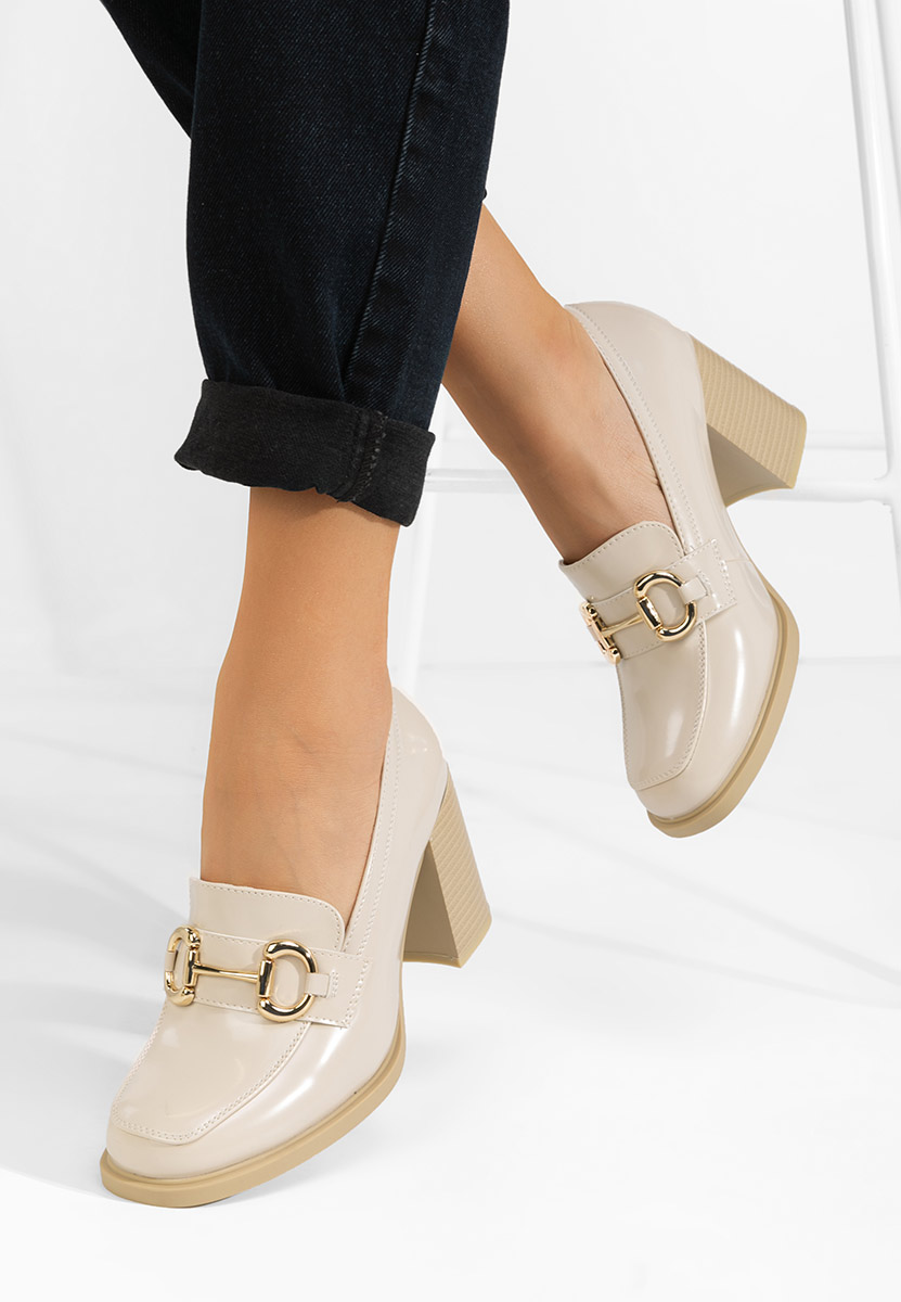 Mocassins à talon beige Efora