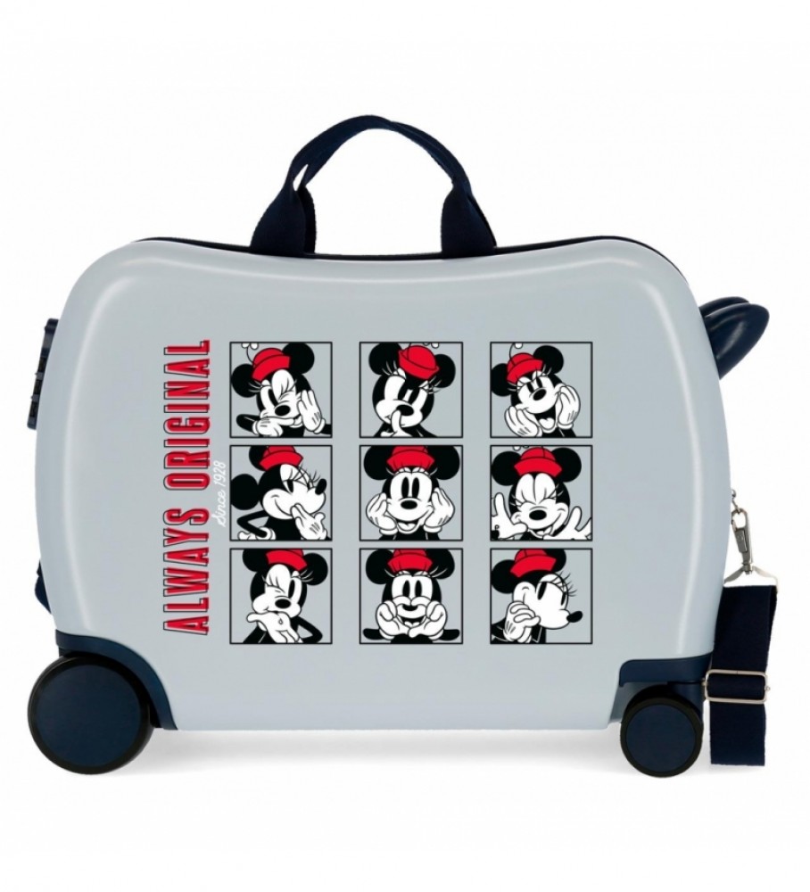 Mala infantil Joumma Bags Minnie Mouse Always Original Good Vibes Only com 2 rodas multidirecionais, azul - 38x50x20cm -
