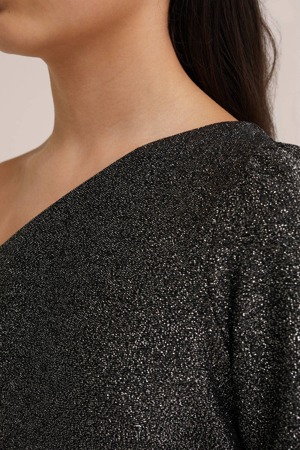 WE Fashion gemêleerde bodycon jurk zilver/zwart