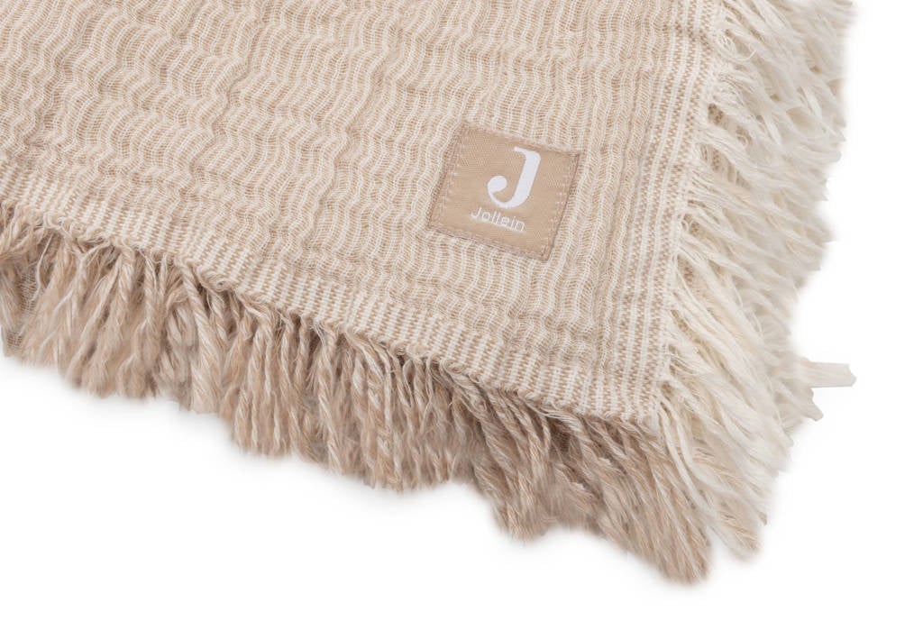 ledikantdeken Fringe Stripe - Biscuit/Ivory