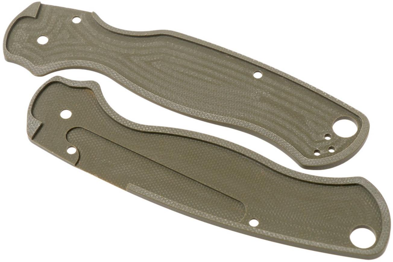 Flytanium Spyderco Paramilitary 2 Lotus Scales, OIive Green G10