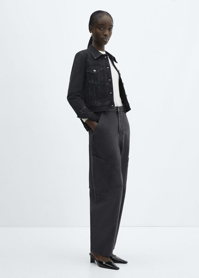 MANGO Pocketed denim jacket Open grey
