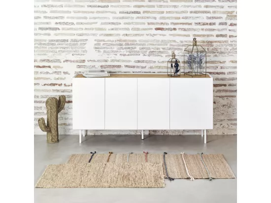 Arista - Buffet en bois 4 portes 3 tiroirs L165cm : Couleur - Blanc