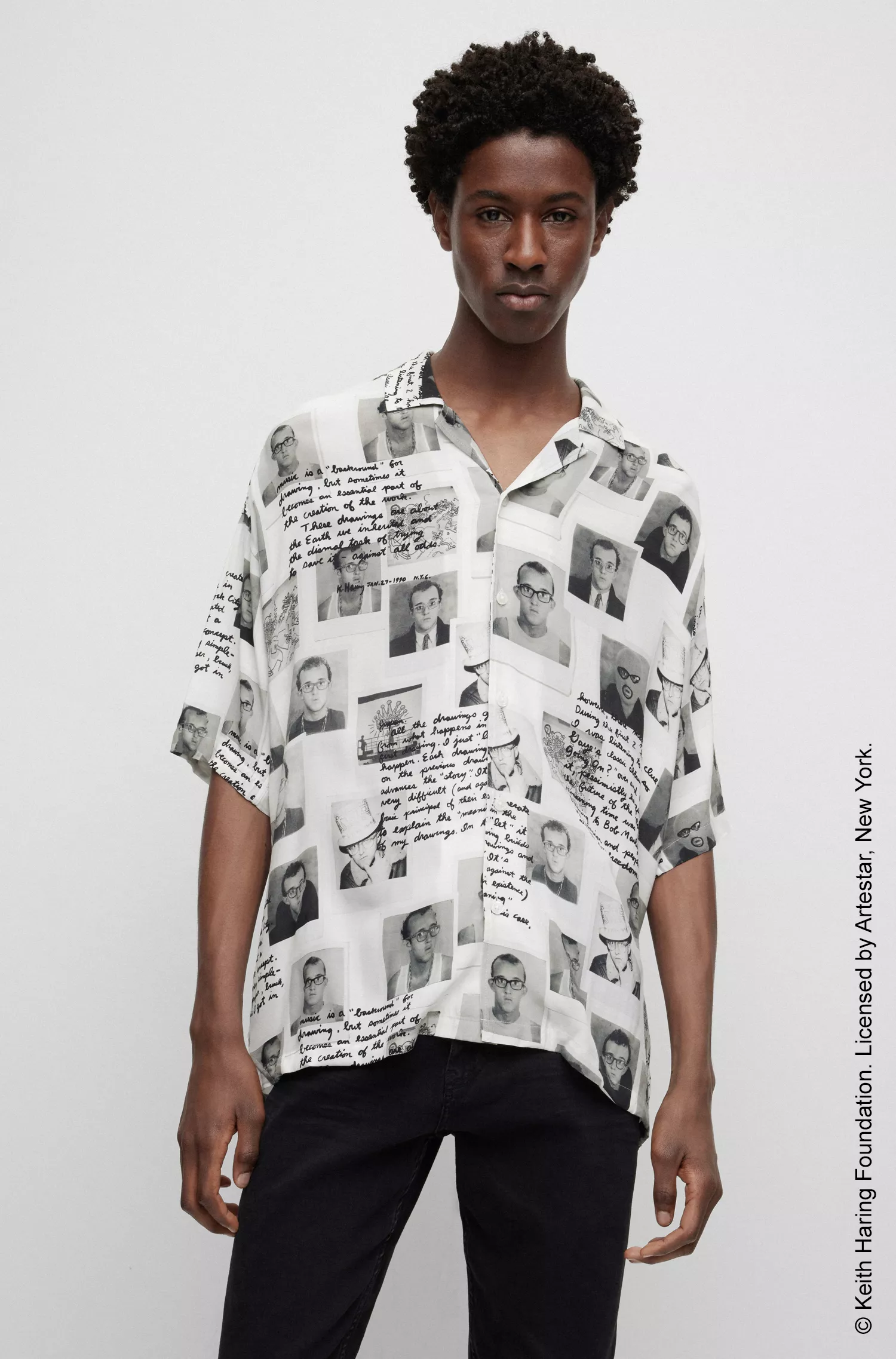 Blusa oversized unissex BOSS Black-BOSS x Keith Haring em lona.
